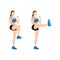 Woman doing Front kick exercise. Flat vector