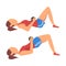 Woman Doing Glute Bridge with Kettlebell in Two Steps, Girl Doing Sports Firming her Body, Buttock Workout Vector