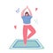 Woman is doing gymnastic pose on mat. Pilates, yoga. Sport Healthy Lifestyle. Vector illustration in flat style