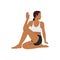 Woman doing half lord of the fishes ardha matsyendrasana exercise