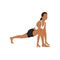 Woman doing high lunge pose alanasana exercise.