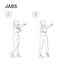 Woman Doing Jabs Exercise Fitness Home Workout Guidance Illustration. Girl Boxing Move Jab Punch.