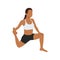 Woman doing low lunge quad stretch pose anjaneyasana exercise