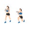 Woman doing lunge punch with dumbbell exercise. Flat vector