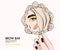 Woman doing Makeup looking in mirror, cosmetology procedure, skin care, beauty aesthetic. Glamour fashion illustration. Cartoon