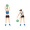 Woman doing Medicine ball. Alternating side slams