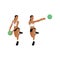 Woman doing Medicine ball rotational passes exercise.