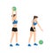 Woman doing Medicine ball slams exercise. Flat vector