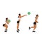 Woman doing Medicine ball throw to chase exercise.