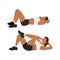 Woman doing modified crunches. Abdominals exercise