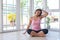 Woman doing neck stretching exercise