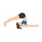 Woman doing plow pose halasana exercise. Flat vector