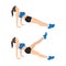 Woman doing Reverse Plank With Leg Raise Form in 2 steps for exercise guide. Illustration about workout to target at shoulders,