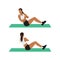 Woman doing Russian twists exercise. Flat vector