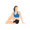 Woman doing Sage Twist Pose Variation Forward Bend