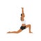 Woman doing Samson stretch exercise. Flat vector illustration