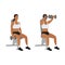 Woman doing Seated Dual front raises exercise.