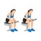 Woman doing seated dumbbell palm down wrist curls or forearm curls exercise
