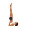 Woman doing shoulder stand pose salami sarvangasana