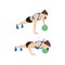 Woman doing Single arm medicine ball push up exercise