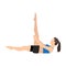 Woman doing Single straight leg stretch pilates exercise.