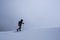 Woman doing sports, advances in the mountains in the middle of a great snow, Irati, Pyrenees