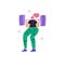 Woman doing squats with barbell illustration