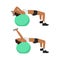 Woman doing Swiss ball lying triceps extensions.
