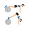 Woman doing swiss ball plank to pike push up, core exercise