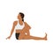 Woman doing Twisted Pose, Beautiful girl practice Vakrasana.