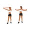 Woman doing Upper back reverse fly with long resistance band