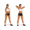 Woman doing Upright Row Home Workout Exercise with Thin Resistance Band. Flat vector