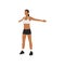 Woman doing Wide arm chest stretch. Reverse butterfly