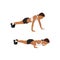 Woman doing Wide push ups exercise. Flat vector