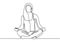 Woman doing yoga exercise continuous one line vector illustration minimalism style. Girl relaxation simplicity design