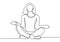 Woman doing yoga exercise continuous one line vector illustration minimalism style. Girl relaxation simplicity design