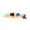 Woman doing yoga, lying in Reclining Hero exercise, Supta Virasana pose