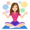 Woman doing yoga meditation. Girl doing relaxation. Vector