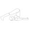 Woman doing yoga plough pose. Continuous line drawing. Linear asana vector illustration.