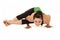 Woman doing yoga pose called eight angle pose