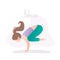 Woman doing yoga pose,Crow Pose or Bakasana asana in hatha yoga