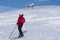 Woman downhill skiing in Lapland Finland