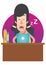 woman dozed off at work. Vector illustration decorative design