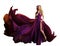 Woman Dress Flying Fabric, Beautiful Fashion Model Purple Gown