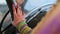 Woman dressed in traditional Indian clothes, and piaint of hand mehndi. hindu wedding. Close up view of hand