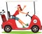 Woman driving a golf cart