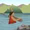Woman Drowning in River Flat Vector Character