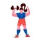 Woman with Dumbbell. Female athlete in sportswear cartoon character. Heavy athletics, bodybuilding. Sportswoman working out,