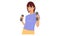 Woman with dumbbells in the hands