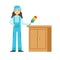 Woman Dusting The Furniture, Cleaning Service Professional Cleaner In Uniform Cleaning In The Household